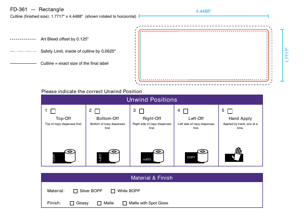 Rectangle label FD-361 dieline
