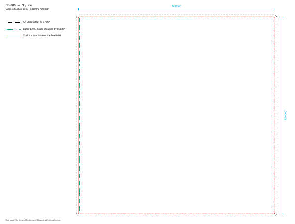 Square label FD-366 dieline
