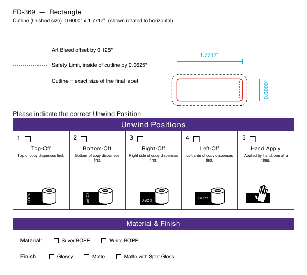 Rectangle label FD-369 dieline