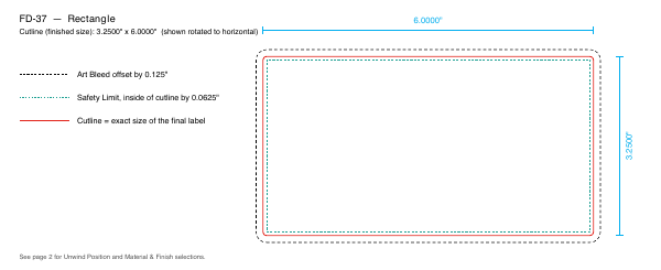 Rectangle label FD-37 dieline