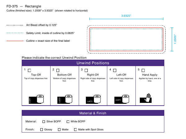 Rectangle label FD-375 dieline