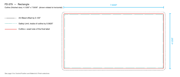 Rectangle label FD-379 dieline