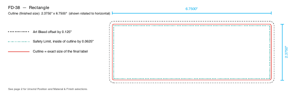 Rectangle label FD-38 dieline
