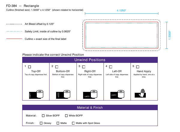 Rectangle label FD-384 dieline