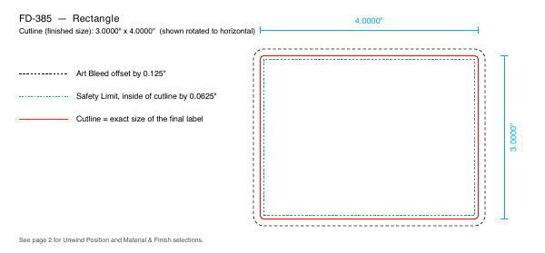 Rectangle label FD-385 dieline