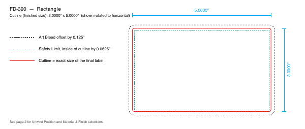 Rectangle label FD-390 dieline