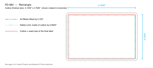 Rectangle label FD-394 dieline