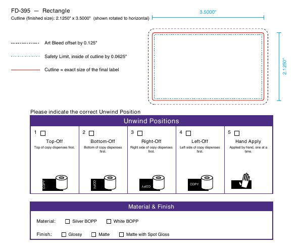 Rectangle label FD-395 dieline