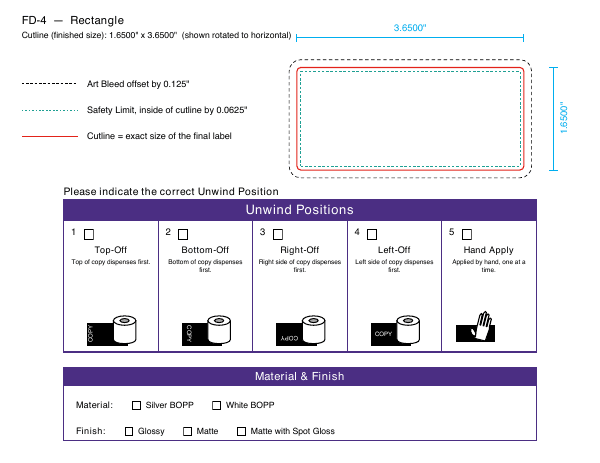 Rectangle label FD-4 dieline