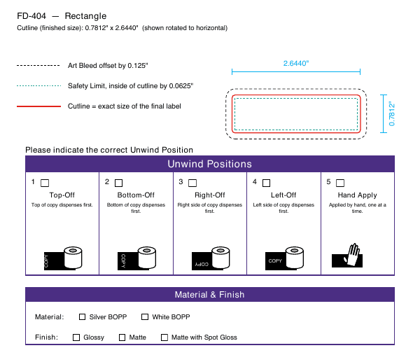 Rectangle label FD-404 dieline