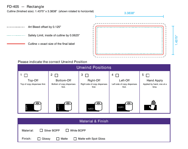 Rectangle label FD-405 dieline