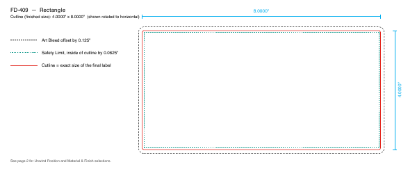 Rectangle label FD-409 dieline