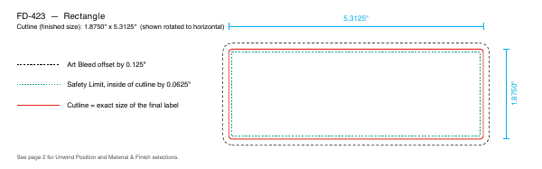 Rectangle label FD-423 dieline