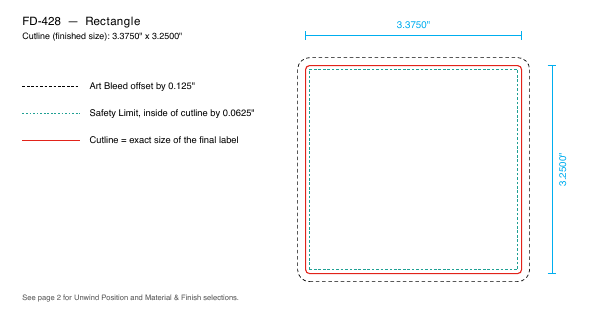 Rectangle label FD-428 dieline