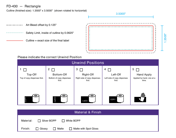 Rectangle label FD-430 dieline