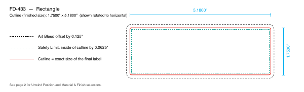 Rectangle label FD-433 dieline