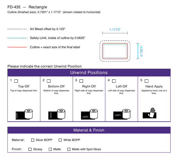Rectangle label FD-435 dieline