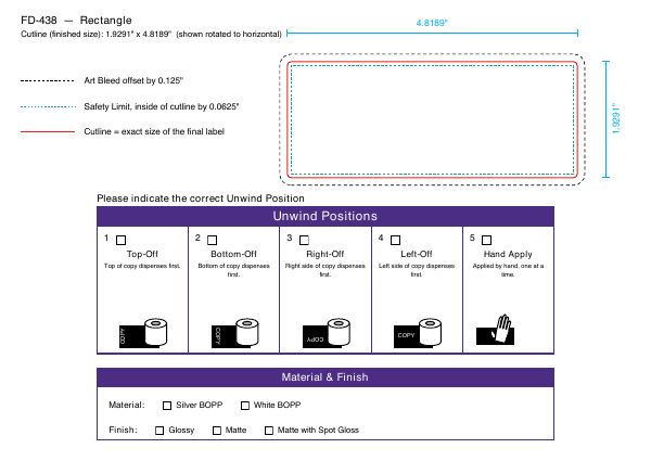 Rectangle label FD-438 dieline