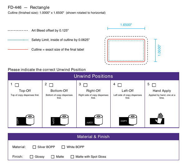 Rectangle label FD-446 dieline