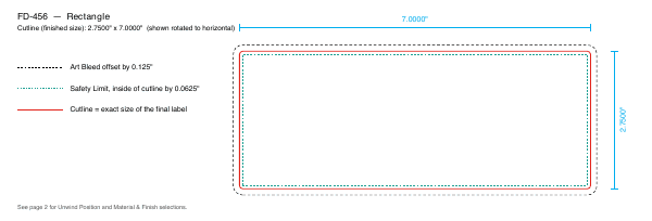 Rectangle label FD-456 dieline