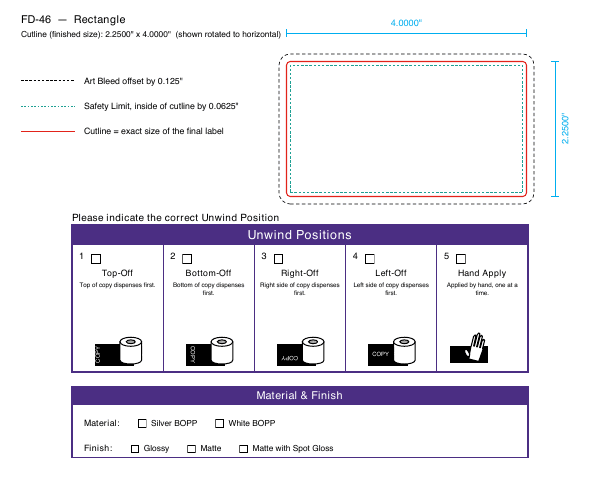 Rectangle label FD-46 dieline