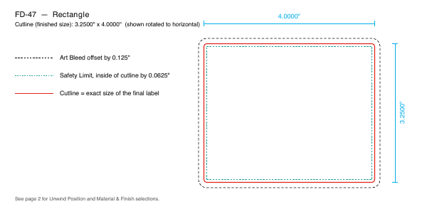 Rectangle label FD-47 dieline