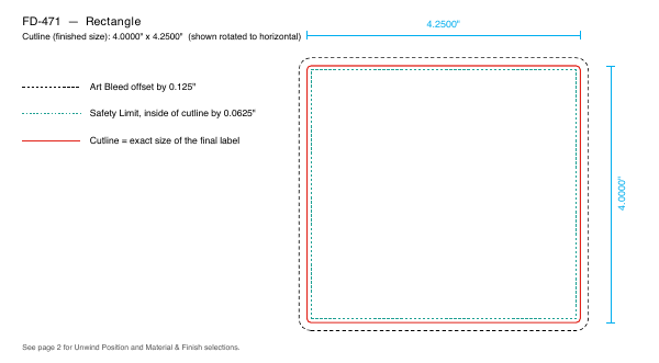 Rectangle label FD-471 dieline