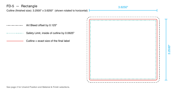 Rectangle label FD-5 dieline
