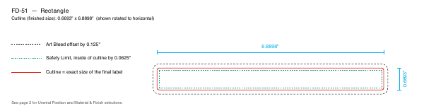 Rectangle label FD-51 dieline