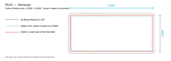 Rectangle label FD-53 dieline