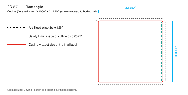 Rectangle label FD-57 dieline