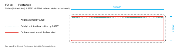 Rectangle label FD-58 dieline