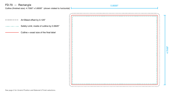 Rectangle label FD-70 dieline
