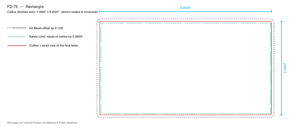 Rectangle label FD-75 dieline