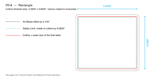 Rectangle label FD-8 dieline