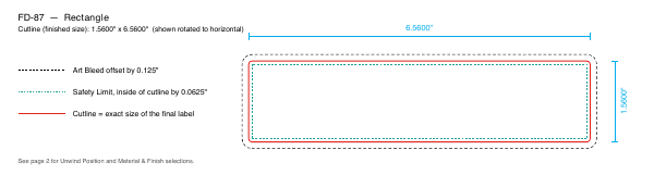 Rectangle label FD-87 dieline