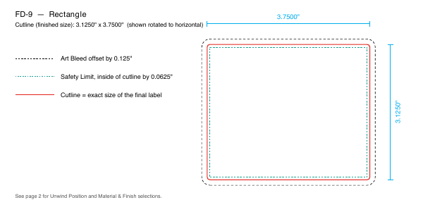 Rectangle label FD-9 dieline