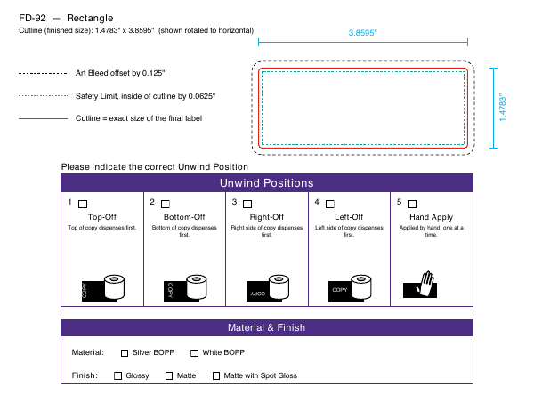 Rectangle label FD-92 dieline