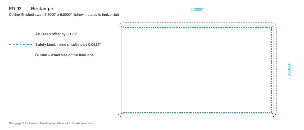 Rectangle label FD-93 dieline
