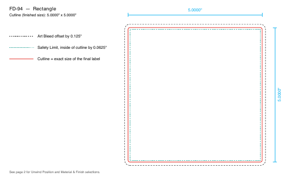 Rectangle label FD-94 dieline