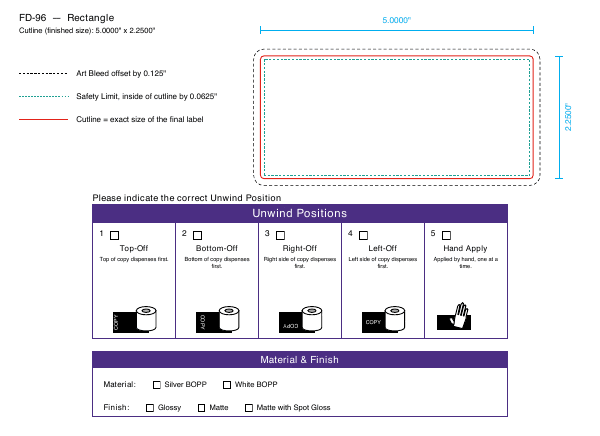 Rectangle label FD-96 dieline