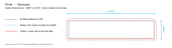 Rectangle label FD-98 dieline
