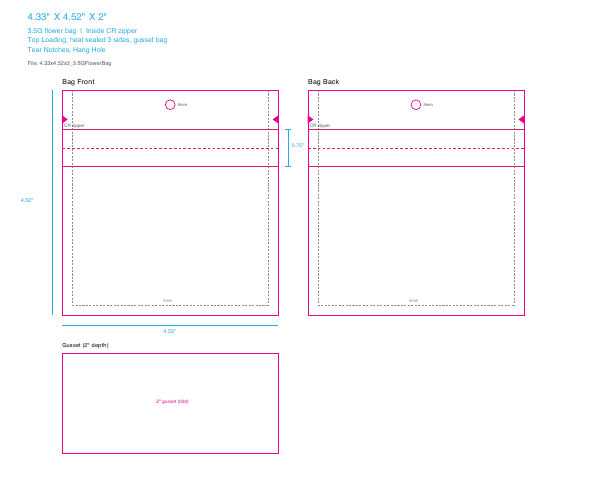 3.5G flower bag dieline