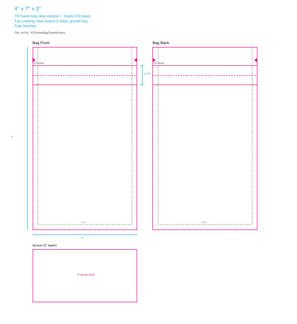 7G flower bag clear window dieline