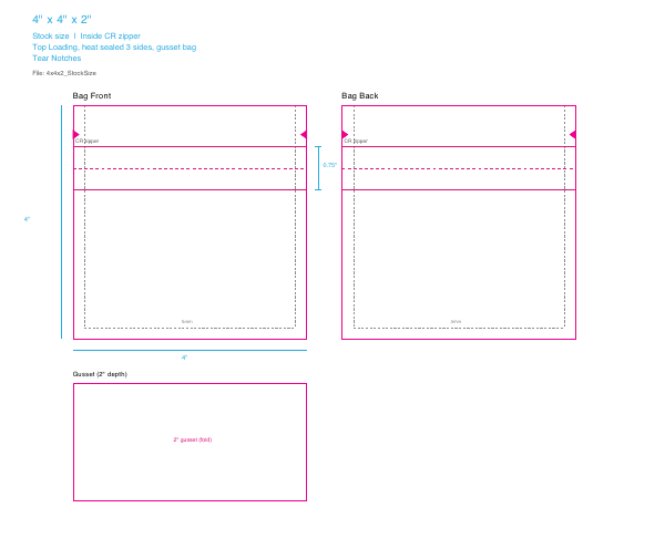 Stock size dieline
