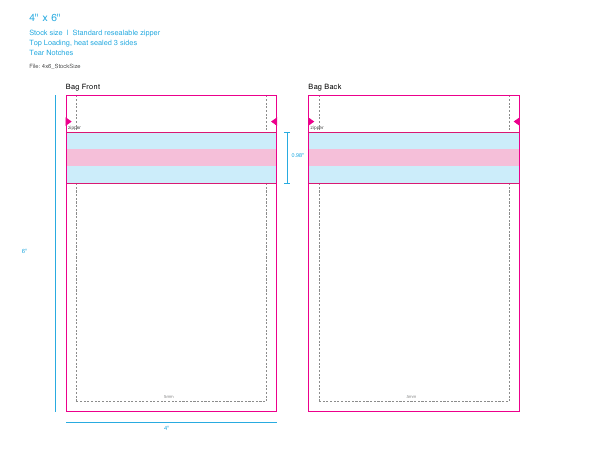 Stock size dieline