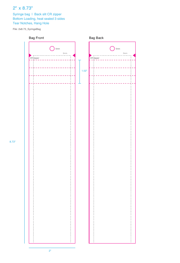 Syringe bag dieline